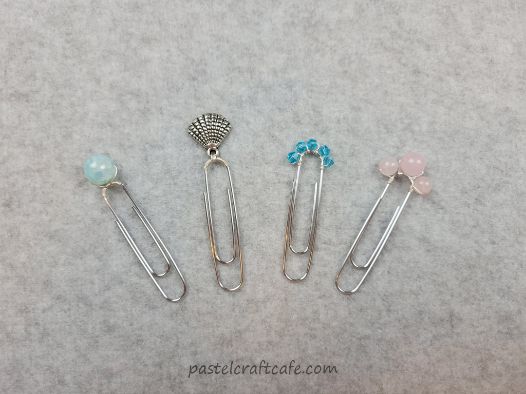Four different beaded paperclip bookmarks