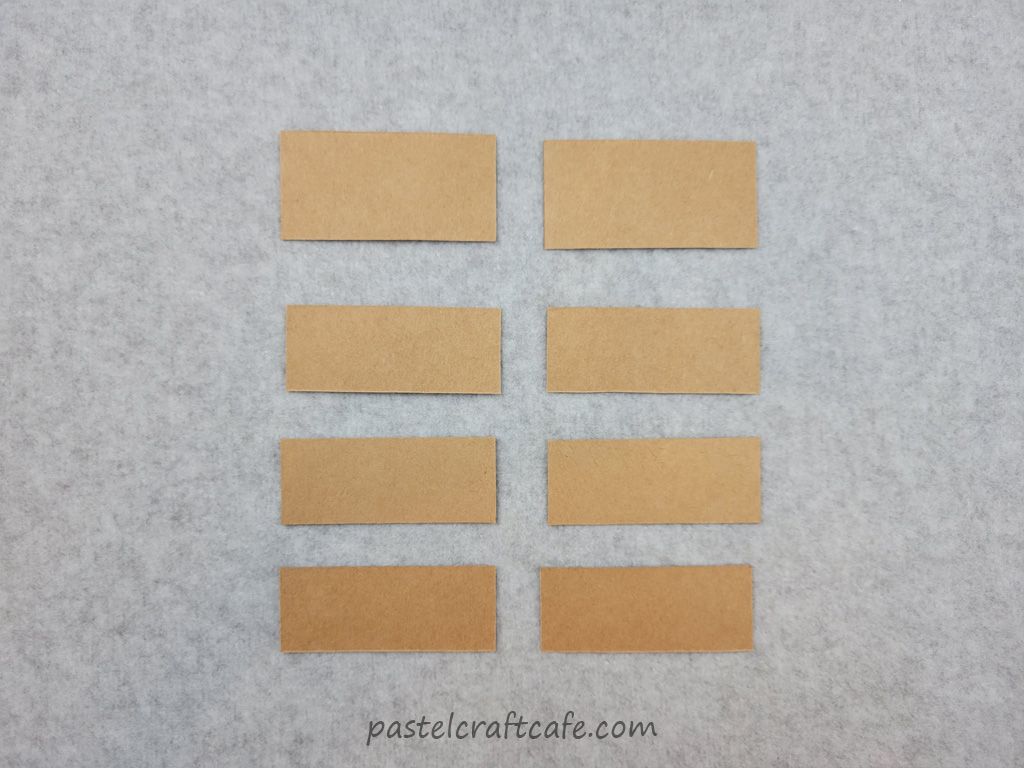 Eight rectangles of brown cardstock