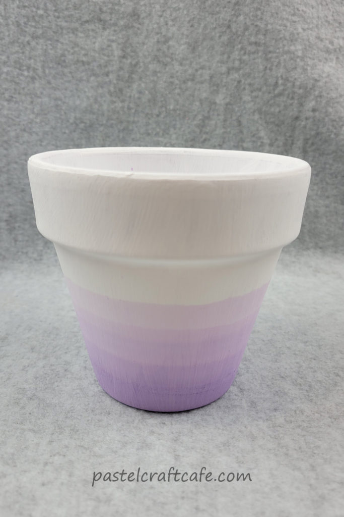 A finished purple ombre dip dyed pot